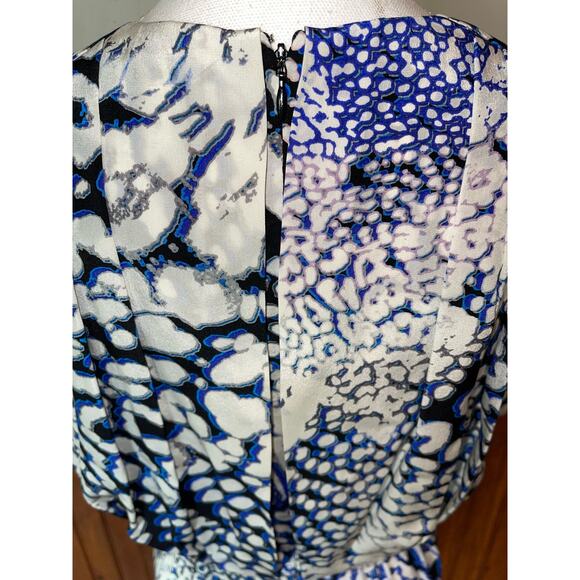NWOT Womens Rebecca Minkoff Silk Lily Bloussant Blue Black Leopard Print Dress 2 - Picture 5 of 11